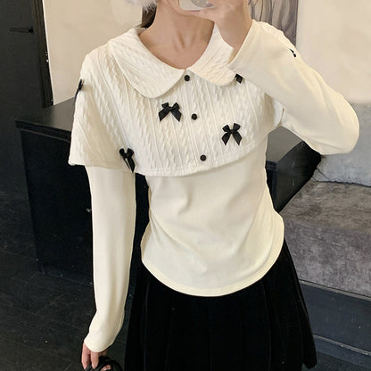 ミッドナイトリボン・ケープレイヤードトップス(L/LL/3L/4L/5L)