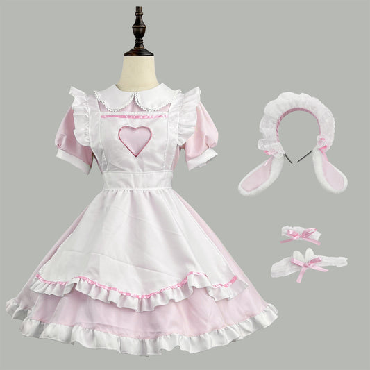 うさぎさん推し色メイド服ワンピ―ス (M/L/2L/3L/4L/5L/6L)/コスプレ/ハロウィン