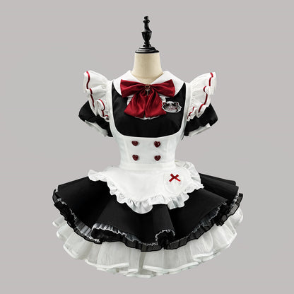ハートボタンのブラックメイドセット・ハロウィン・コスプレ(M/L/LL/3L/4L/5L/6L)