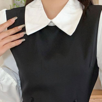 クラシカルガール・ダブルベルトプリーツワンピース(L/LL/3L/4L/5L)