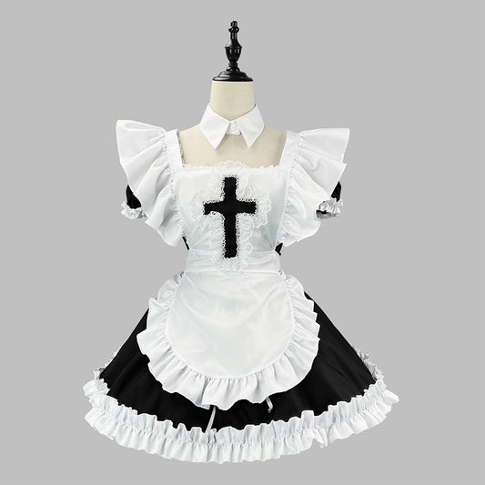 聖なるリボンクロスメイドBlackワンピース(M/L/LL/3L/4L/5L/6L)ハロウィン/コスプレ