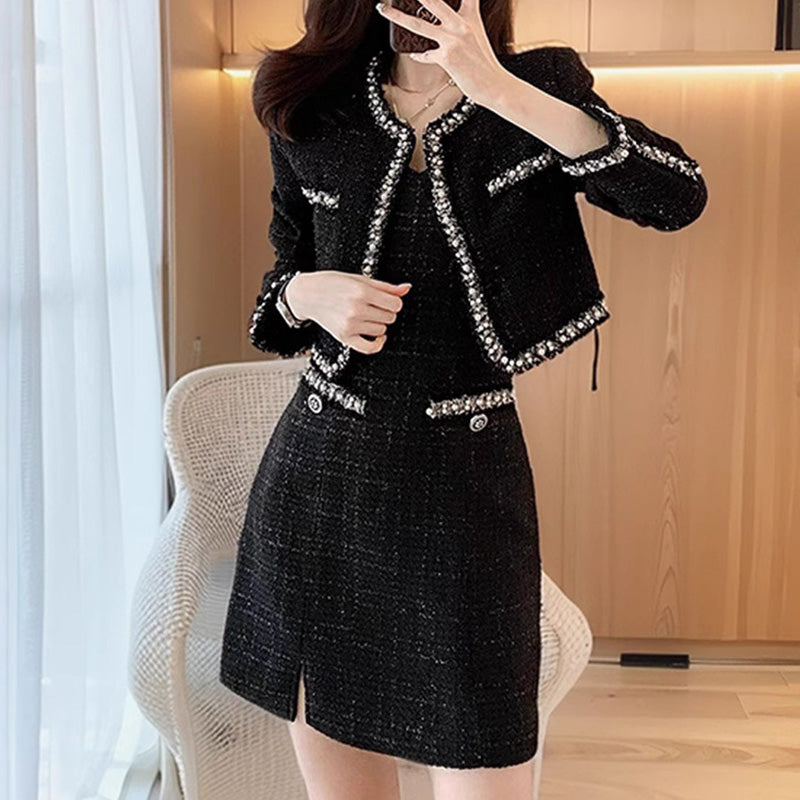 大きいサイズ レディース おとなツイードジャケット＆キャミワンピース(3L/4L/5L/6L/7L)