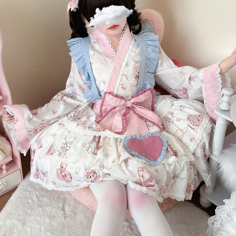 Pastel Dream Ribbon♡Plus Size Yukata Dress