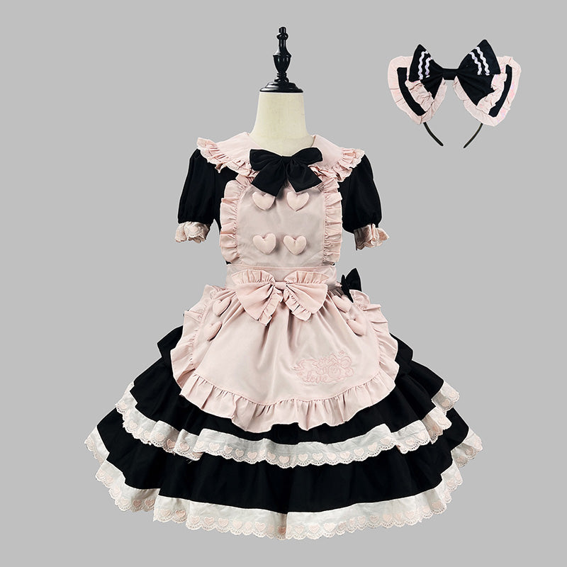 ラブリーハートリボン♡クラシックメイド(M/L/LL/3L/4L/5L/6L)/コスプレ/ハロウィン