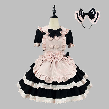 ラブリーハートリボン♡クラシックメイド(M/L/LL/3L/4L/5L/6L)/コスプレ/ハロウィン