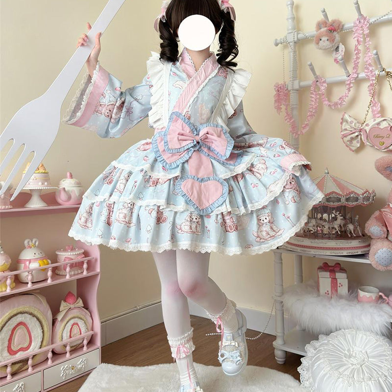 Pastel Dream Ribbon♡Plus Size Yukata Dress