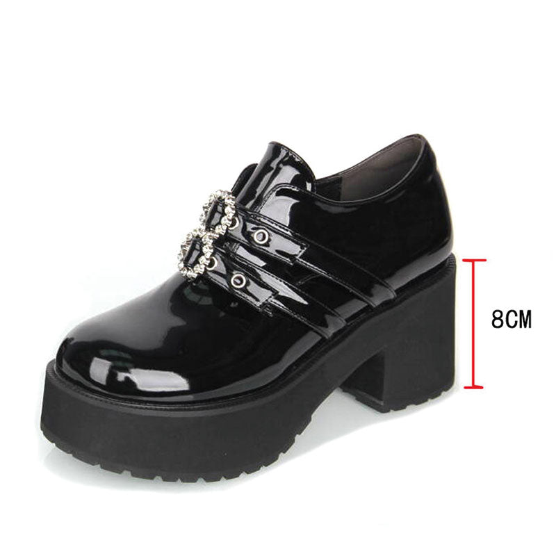 大きいサイズ レディース [Orders accepted up to 28.5cm] ■ Circle Ring Landmine Platform Shoes