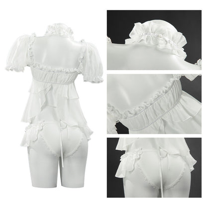 女神からの贈り物純白フリル水着コスチューム(LL/3L/4L)ハロウィン/コスプレ