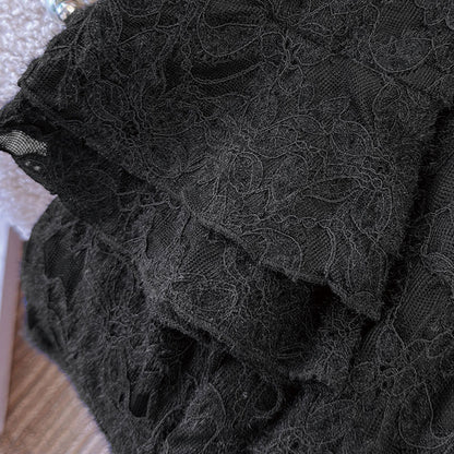 黒レース・エレガントドレープワンピース(3L/4L/5L/6L/7L)