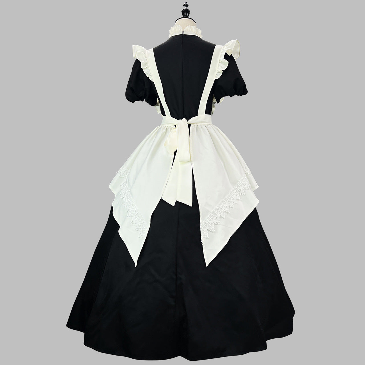 大きいサイズ レディース クラシカルノワール・ロングエプロンメイドドレス・ハロウィン・コスプレ(M/L/LL/3L/4L/5L/6L)