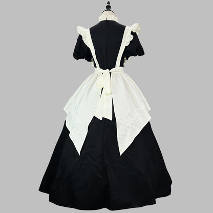 クラシカルノワール・ロングエプロンメイドドレス・ハロウィン・コスプレ(M/L/LL/3L/4L/5L/6L)