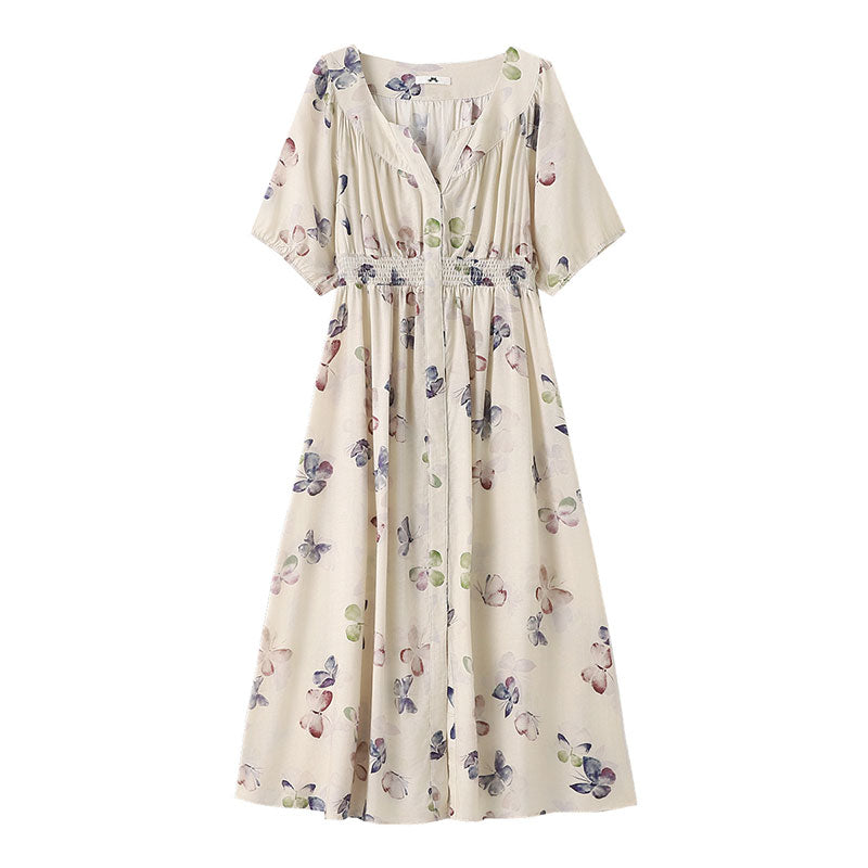 大きいサイズ レディース バタフライ・エアリーフレアワンピース(3L/4L/5L/6L/7L)