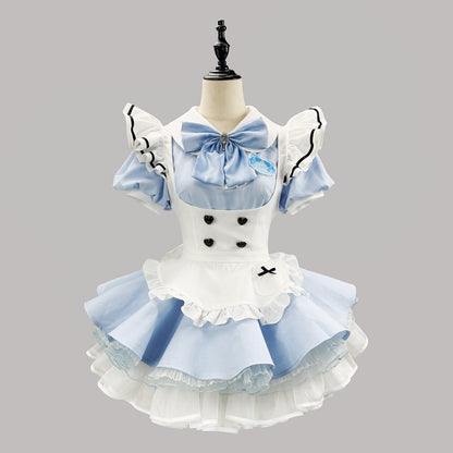 ハートボタンのブルーメイドセット・ハロウィン・コスプレ(M/L/LL/3L/4L/5L/6L)