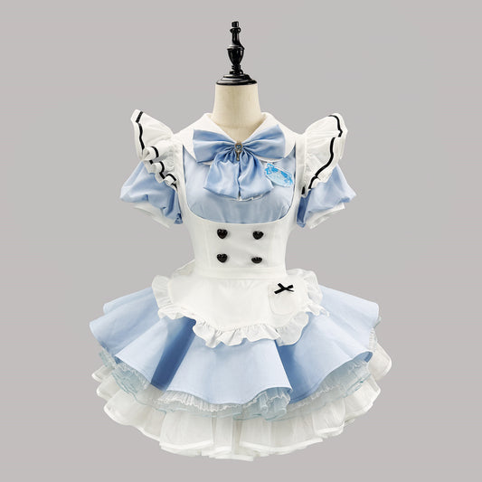 ハートボタンのブルーメイドセット・ハロウィン・コスプレ(M/L/LL/3L/4L/5L/6L)