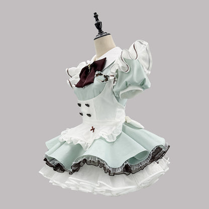 ハートボタンのミントグリーンメイドセット・ハロウィン・コスプレ(M/L/LL/3L/4L/5L/6L)