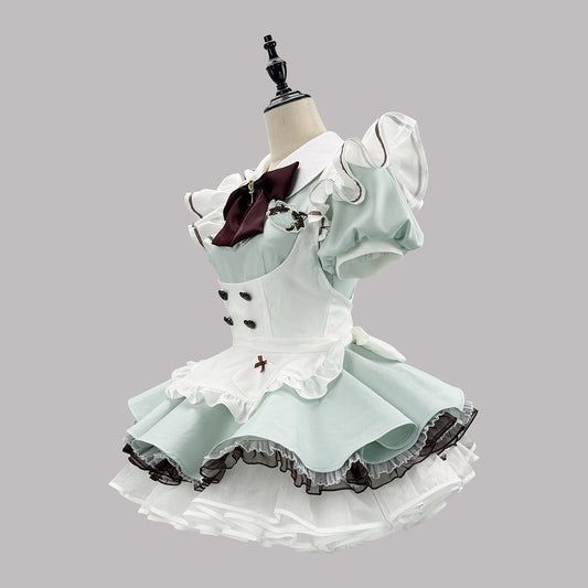 ハートボタンのミントグリーンメイドセット・ハロウィン・コスプレ(M/L/LL/3L/4L/5L/6L)