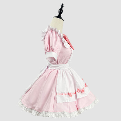 リボンのメイド服ピンクワンピ―ス (M/L/2L/3L/4L/5L/6L)/コスプレ/ハロウィン