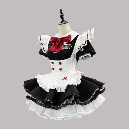 ハートボタンのブラックメイドセット・ハロウィン・コスプレ(M/L/LL/3L/4L/5L/6L)