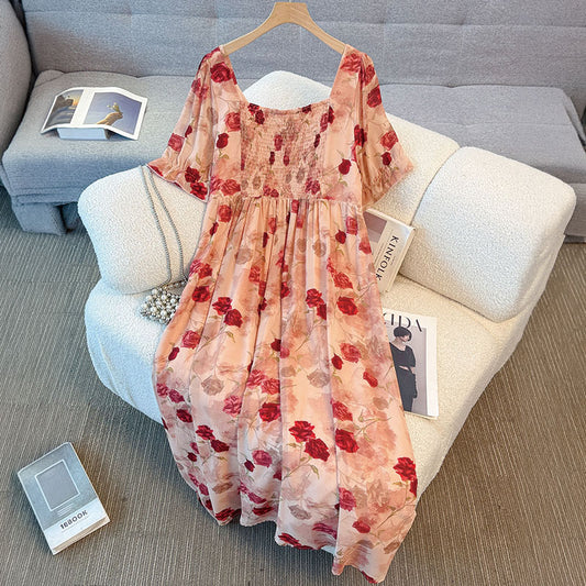 ブラッシュローズ・エアリーフレアワンピース(3L/4L/5L/6L/7L)