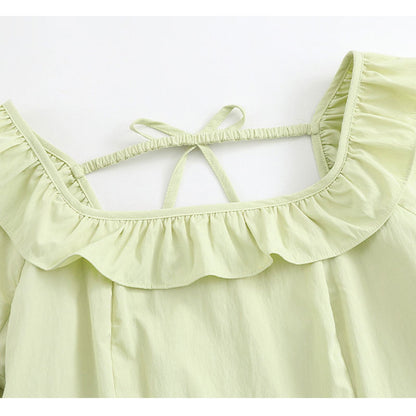 やわらか純白のフリルネック上品ワンピース(LL/3L/4L/5L/6L)