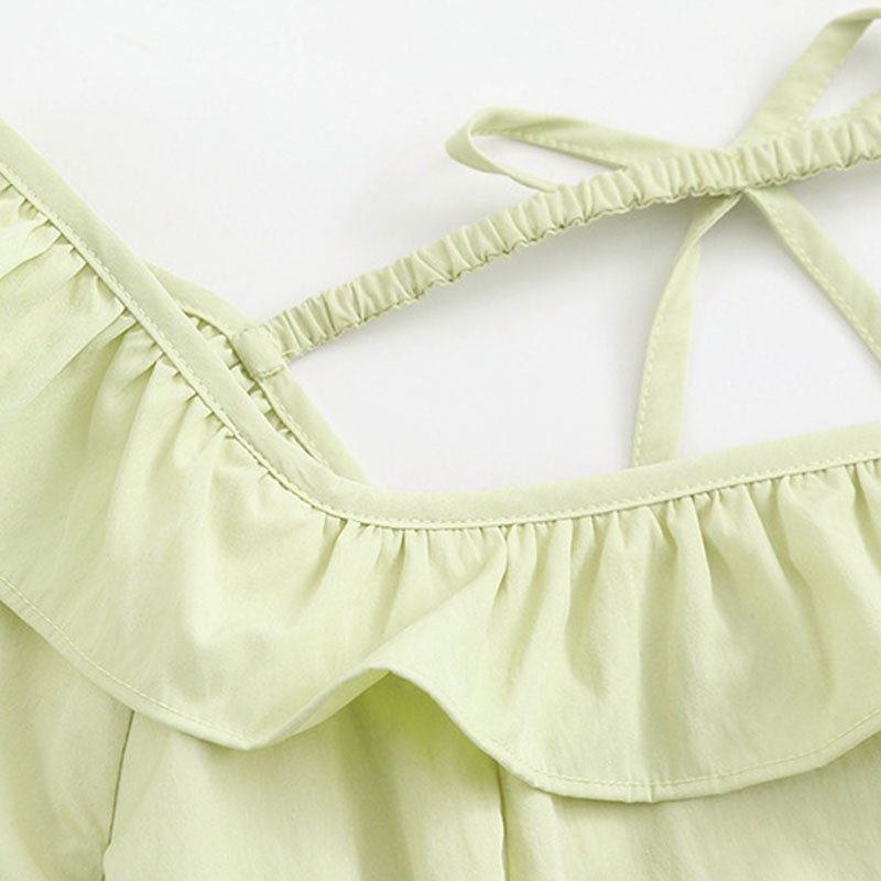 大きいサイズ レディース やわらか純白のフリルネック上品ワンピース(LL/3L/4L/5L/6L)