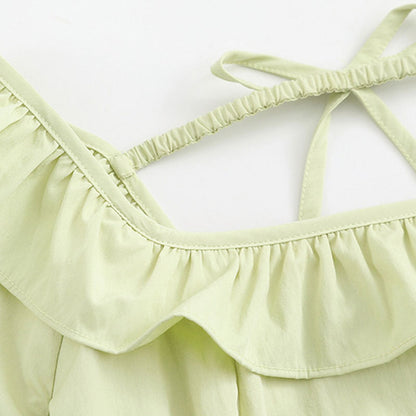 やわらか純白のフリルネック上品ワンピース(LL/3L/4L/5L/6L)