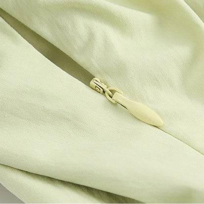 やわらか抹茶のフリルネック上品ワンピース(LL/3L/4L/5L/6L)