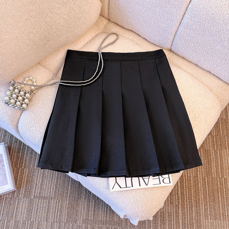 大きいサイズ レディース｜ショート丈のブラックプリーツスカート(3L