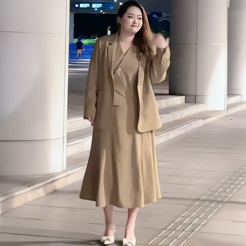 ぽっちゃり女子の秋冬オフィスカジュアル3点セットアップ