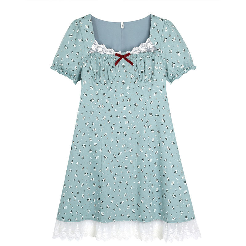 大きいサイズ レディース アンティーク花柄のレース重ねドーリーワンピース(LL/3L/4L/5L/6L)