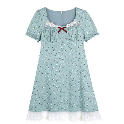 アンティーク花柄のレース重ねドーリーワンピース(LL/3L/4L/5L/6L)