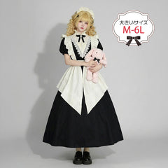 クラシカルノワール・ロングエプロンメイドドレス・ハロウィン・コスプレ(M/L/LL/3L/4L/5L/6L)