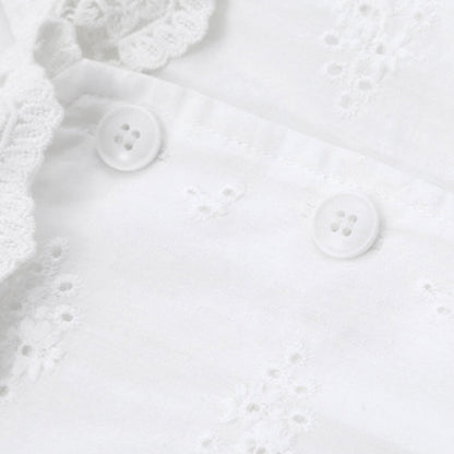 花刺繍と大きめ襟のやさしい白ワンピース(LL/3L/4L/5L/6L)