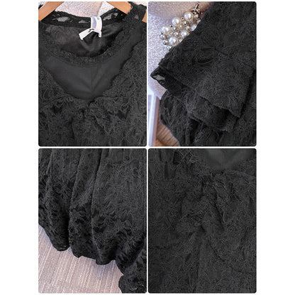 黒レース・エレガントドレープワンピース(3L/4L/5L/6L/7L)