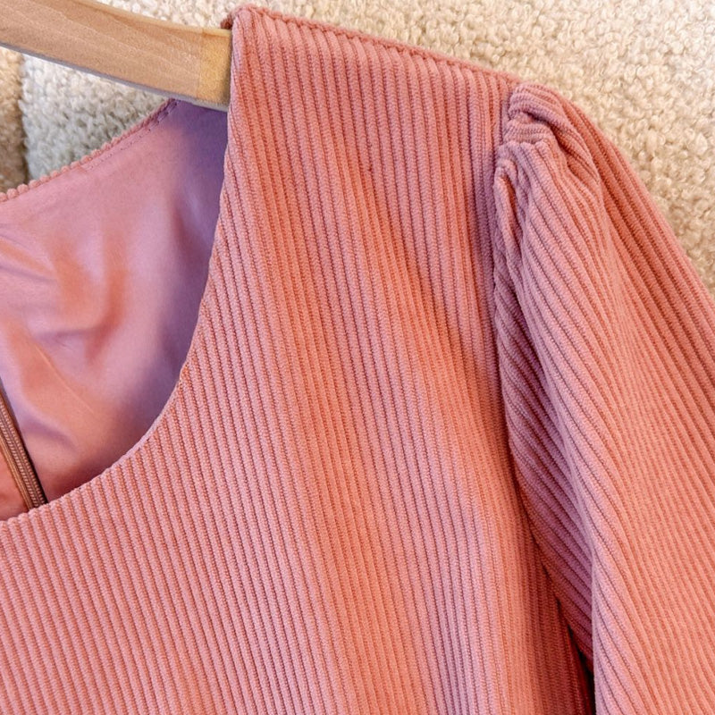 大きいサイズ レディース ピンクカラーのリブワンピース(3L/4L/5L/6L/7L)