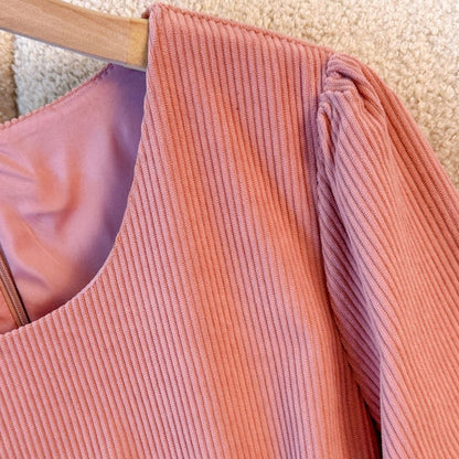 ピンクカラーのリブワンピース(3L/4L/5L/6L/7L)