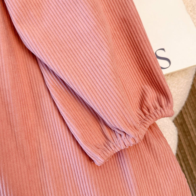 大きいサイズ レディース ピンクカラーのリブワンピース(3L/4L/5L/6L/7L)