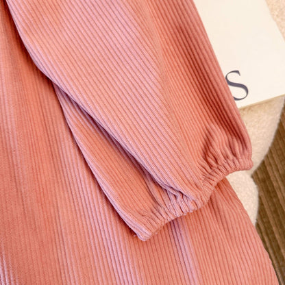 ピンクカラーのリブワンピース(3L/4L/5L/6L/7L)