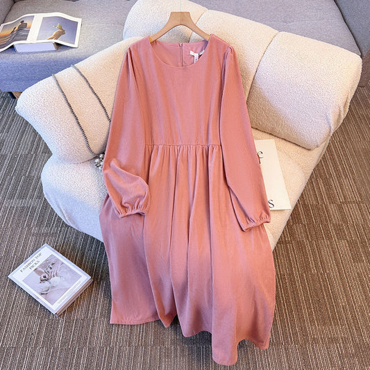 ピンクカラーのリブワンピース(3L/4L/5L/6L/7L)