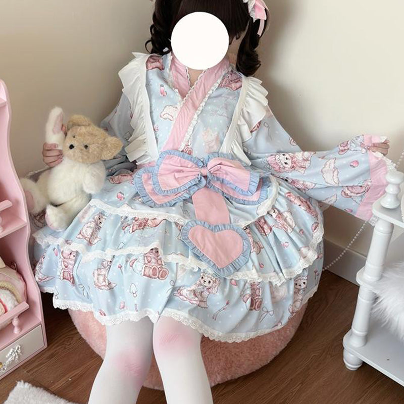 Pastel Dream Ribbon♡Plus Size Yukata Dress