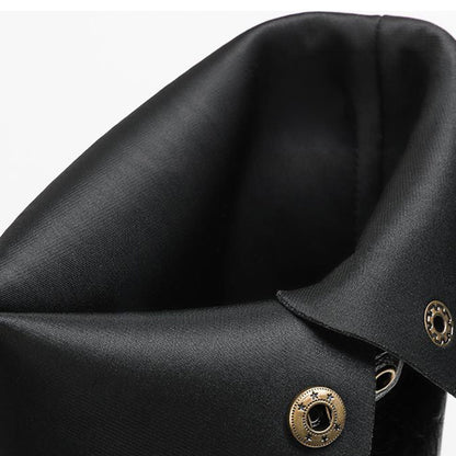 【ふくらはぎ＜LLサイズ＞44～50cm】ダブルベルト厚底ブラックロングブーツ(ふくらはぎ大きいサイズ)