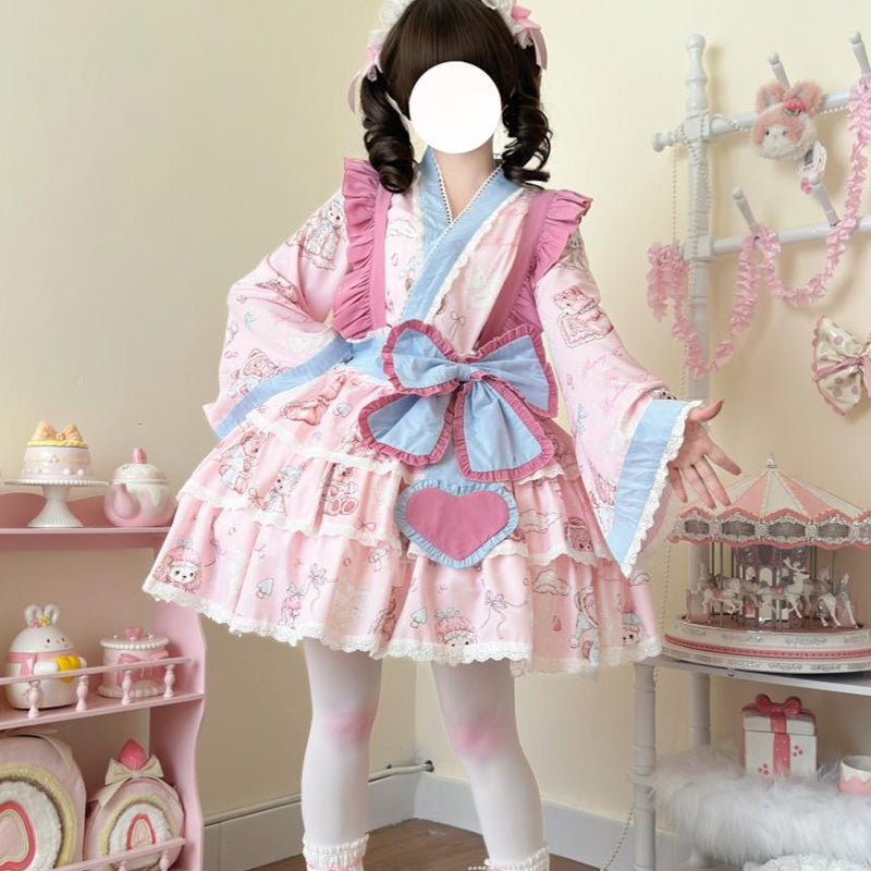 Pastel Dream Ribbon♡Plus Size Yukata Dress