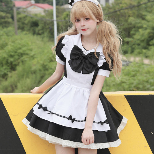白黒お人形のふわふわメイドワンピース (M/L/2L/3L/4L/5L/6L)/コスプレ/ハロウィン