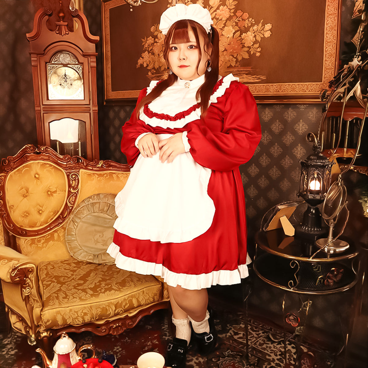 Frilled Back Rose Maid Outfit (2L/3L/4L/5L/6L)/Cosplay/Halloween