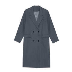 Mist-colored Classic Double-Breasted Long Coat (LL/3L/4L/5L)