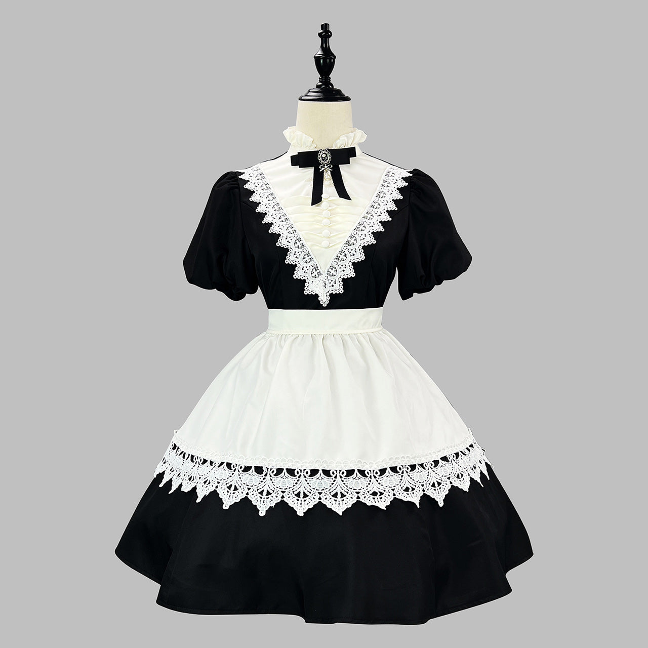 大きいサイズ レディース クラシカルノワール・ショートエプロンメイドドレス・ハロウィン・コスプレ(M/L/LL/3L/4L/5L/6L)