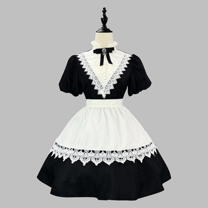 クラシカルノワール・ショートエプロンメイドドレス・ハロウィン・コスプレ(M/L/LL/3L/4L/5L/6L)