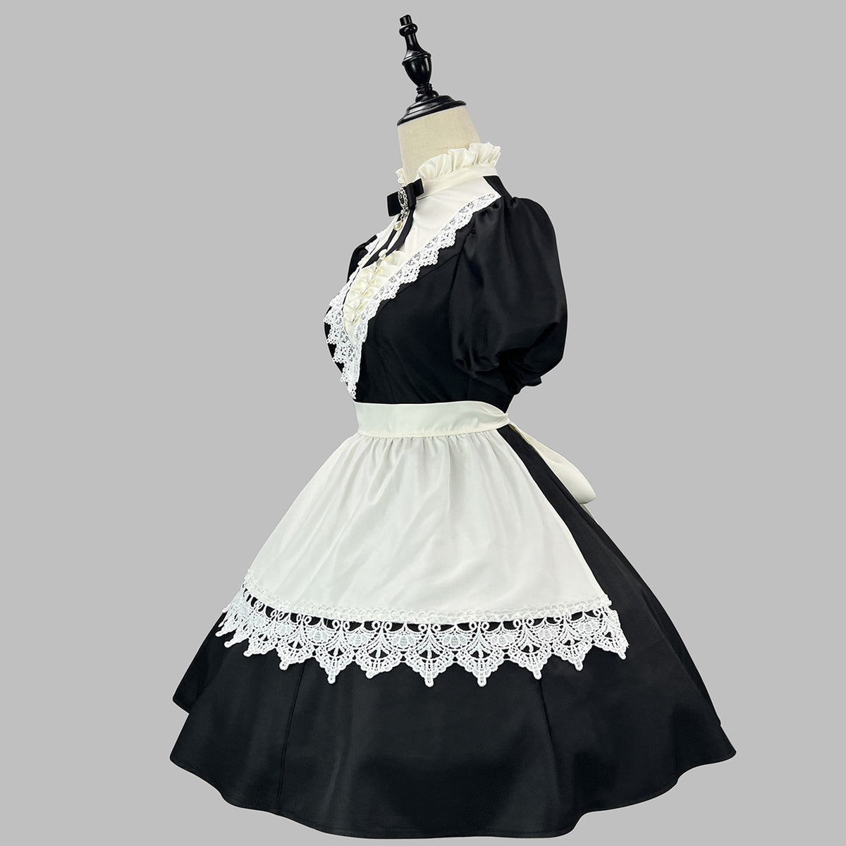 大きいサイズ レディース クラシカルノワール・ショートエプロンメイドドレス・ハロウィン・コスプレ(M/L/LL/3L/4L/5L/6L)