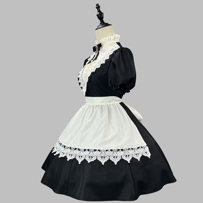 クラシカルノワール・ショートエプロンメイドドレス・ハロウィン・コスプレ(M/L/LL/3L/4L/5L/6L)