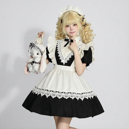 クラシカルノワール・ショートエプロンメイドドレス・ハロウィン・コスプレ(M/L/LL/3L/4L/5L/6L)